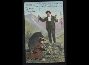 Bulgarien Liebes-AK Liebespaar - Begegnung in den Bergen, 1904