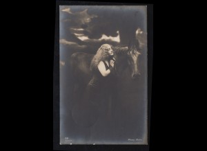 Künstler-AK Schauspielerin Henny Porten - Foto mit Pferd, DRANSFELD 14.10.1914