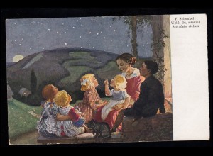 Kinder-AK F. Schenkel: Weißt du, wieviel Sternlein stehen? beschriftet 1923