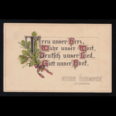 "Treu unser Herz, Wahr unser Wort", Glückwunsch Geburtstag, Blönsdorf 10.7.1916