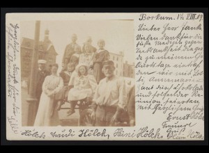 AK Foto Kinder auf Anhänger Kutsche mit Eltern BORKUM/ LEIPZIG 19.8.1904