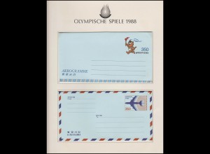 Olympische Spiele 1988 Seoul - Südkorea 2 Briefe Hodori & Flugzeug Aerogramme **