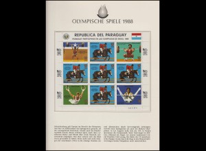 Olympische Spiele 1988 Seoul - Paraguay 1 Bogen Goldmedaillengewinner **