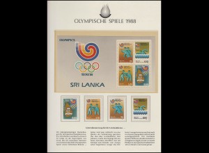 Olympische Spiele 1988 Seoul - Sri Lanka, Block Satz Piktogramme Boxen Laufen **