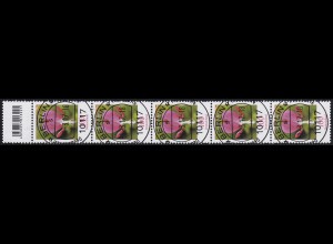 2547 Blumen 100 Cent aus 200er-Rolle, 5er-Streifen mit Codierfeld, ET-O 1.3.2017