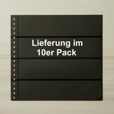 LINDNER Omnia Einsteckblatt 04 - schwarz 4 Streifen - 10er-Packung
