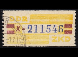 25-X Dienst-B, Billet blau auf gelb, gestempelt