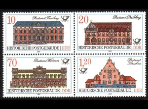 3067-3070 Postgebäude 1987, Viererblock, ** postfrisch