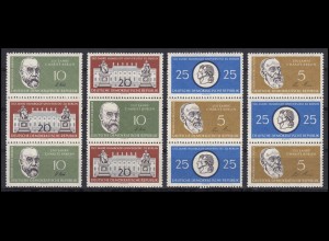 795-798 Humboldt-Uni Berlin, 8 Zusammendrucke und 4 Einzelmarken, Set **