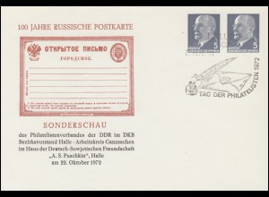 PP 11/35 Ulbricht 5+5 Pf Russische Postkarte, SSt HALLE 2 - 1972