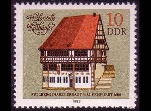 2775 Historische Rathäuser 10 Pf 1983 Stolberg **