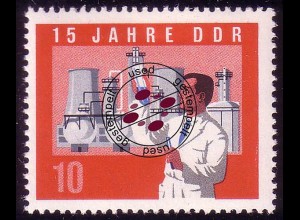 1064A DDR Chemiker 10 Pf, gezähnt, O gestempelt