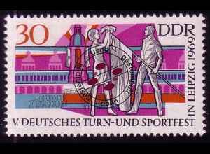 1488 Turn-/Sportfest Leipzig Fahnenweihe 30 Pf O gestempelt