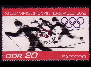 1728 Olympiade Sapporo Skilanglauf 20 Pf O gestempelt