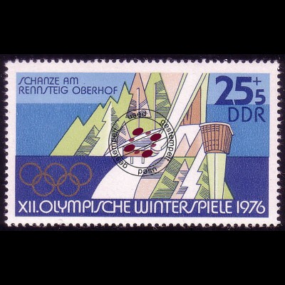 2102 Olympische Winterspiele 1975, 2. Dez. 25+5 Pf O