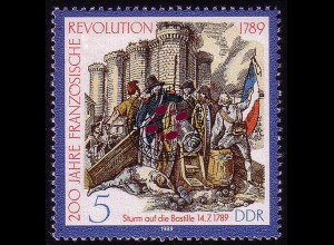 3258 Französische Revolution 5 Pf Sturm Bastille O