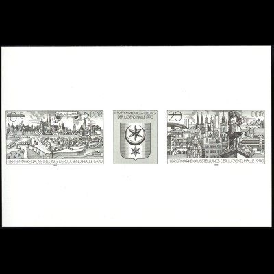 3338-3339 S Schwarzdruck der DDR Briefmarkenausstellung Halle 1990