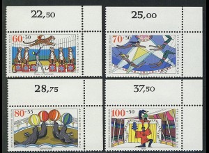 838-841 Jugend Zirkus 1989, Ecke o.r. Satz **