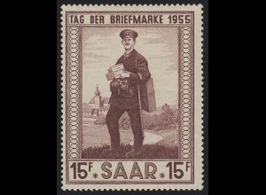 Saarland 361 Tag der Briefmarke Landbriefträger 1955, **
