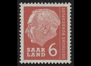 Saarland 385 Heuss 6 (Fr) 1957, **