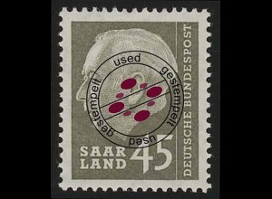 Saarland 392 Heuss 45 (Fr) 1957, O
