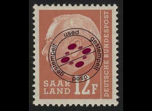 Saarland 414 Heuss 12 Fr 1957, O