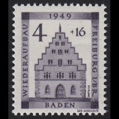 Baden 38A Wiederaufbau 4 Pf. gezähnt **