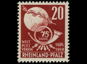 Rheinland-Pfalz 51 Weltpostverein UPU 20 Pf. **