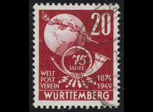 Württemberg 51 Weltpostverein UPU 20 Pf. O gestempelt
