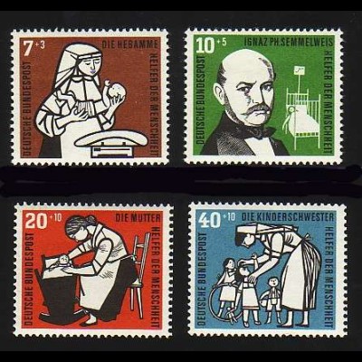 243-246 Wohlfahrt 1956 Kinderpflege / Hebamme / Semmelweis - Satz postfrisch **