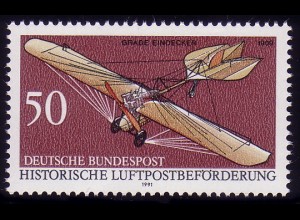 1523P Luftpost 50 Pf Probedruck lilabraun postfrisch **, mit Gutachten-Kopie