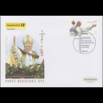 2599 Geburtstag von Papst Benedikt XVI., Schmuck-FDC Deutschland exklusiv