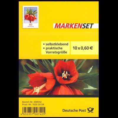 FB 35 Blume Kaiserkrone 60 Cent, Folienblatt mit 10 x 3046, **