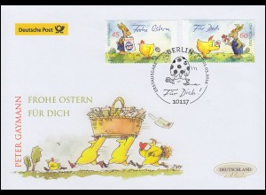 3063-3064 Geyermann-Cartoons Ostern, Satz auf Schmuck-FDC Deutschland exklusiv
