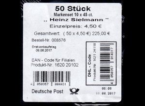FB 69 Tierfilmer Heinz Sielmann, Folienblatt-BANDEROLE mit DHL-Code