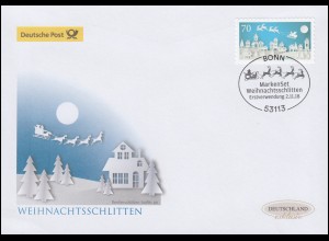3423 Weihnachtsschlitten, selbstklebend, Schmuck-FDC Deutschland exklusiv