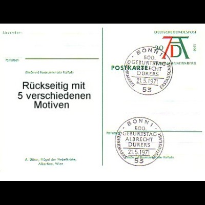 PSo 3/01-05 Dürer - Set 5 Karten komplett, alle mit ESSt Bonn 21.5.1971