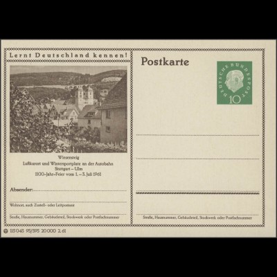 P053-95/595 Wiesensteig/Württemberg, 1100-Jahr-Feier 1961 **