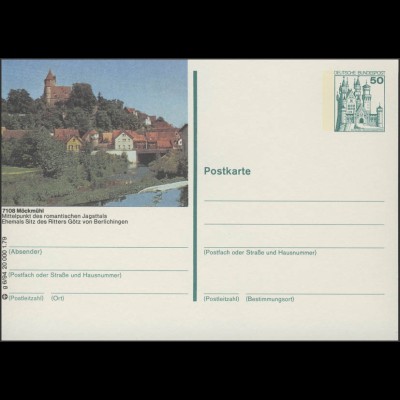 P129-g6/094 7108 Möckmühl, Teilansicht mit Burg **