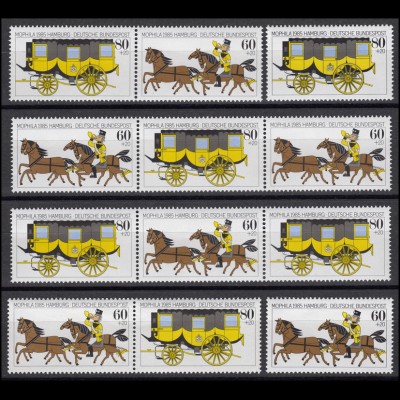 1255-1256 MOPHILA Hamburg 1985, 4 Zusammendrucke und 2 Einzelmarken, Set **