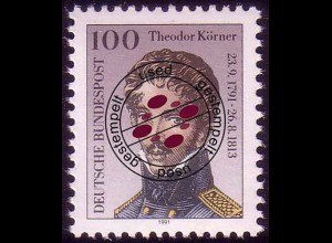 1560 Theodor Körner 100 Pf aus Block 25 O gestempelt