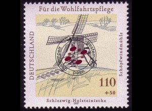 1951 Wasser- und Windmühlen Schleswig-Holsteinische O gestempelt