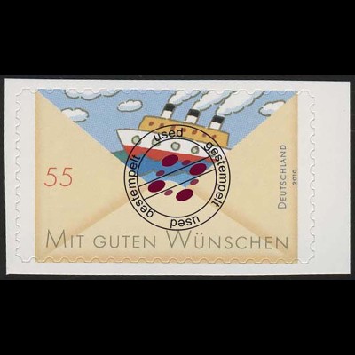 2848 Grußmarke: Schiff SELBSTKLEBEND aus Folienblatt 13, O gestempelt