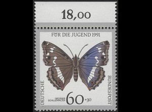 1514 Jugend Schmetterlinge 60+30 Pf ** Oberrand