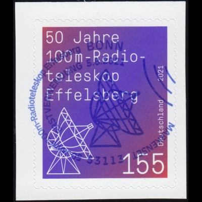 3622 Radioteleskop Effelsberg, selbstklebend aus MH 123, EV-O Bonn 5.8.2021
