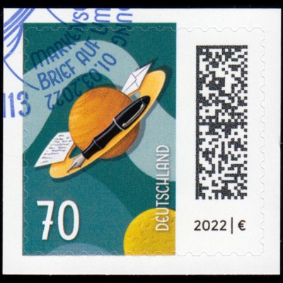 3678I Brief auf Umlaufbahn 70 Cent, selbstklebend auf neutraler Folie, EV-O Bonn