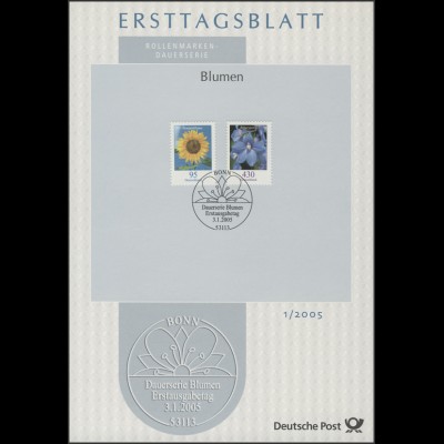 ETB 01/2005 Blumen Sonnenblume 0,95 Euro / Rittersporn 4,30 Euro