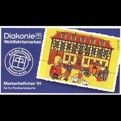 Diakonie/Wohlfahrt 1991 60 Pf. Poststation Büdingen, 5x1564, postfrisch