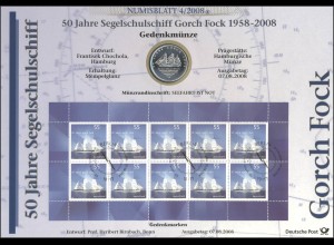 2686 50 Jahre Segelschulschiff Gorch Fock - Numisblatt 4/2008