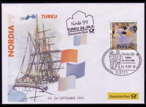 Ausstellungsbeleg Nr. 43 NORDIA Turku 1999, SSt Bonn 24.9.99